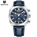Benyar 5205 New Fashionable 43mm Luminous Dial Men's Quartz Wristwatch Chronograph 50m Waterproof Men's Watch Masculino