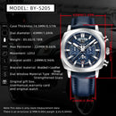 Benyar 5205 New Fashionable 43mm Luminous Dial Men's Quartz Wristwatch Chronograph 50m Waterproof Men's Watch Masculino