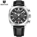 Benyar 5205 New Fashionable 43mm Luminous Dial Men's Quartz Wristwatch Chronograph 50m Waterproof Men's Watch Masculino