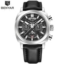 Benyar 5205 New Fashionable 43mm Luminous Dial Men's Quartz Wristwatch Chronograph 50m Waterproof Men's Watch Masculino