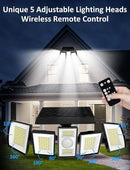 Solar Security Wall Light – 5-Head Motion Sensor Floodlight (IP65 Weatherproof)