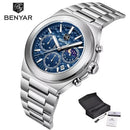 BENYAR 5220 Classic Business Watch Quartz Stainless Steel Waterproof Watch Multi Functional Moon Phase Dial Watches for Man