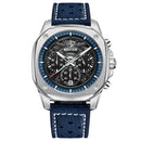 Benyar 5222 Leather Waterproof Square Watches Men Wrist Skeleton Sport Chronograph Quartz Men Wristwatch Reloj Benyar