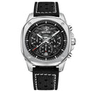 Benyar 5222 Leather Waterproof Square Watches Men Wrist Skeleton Sport Chronograph Quartz Men Wristwatch Reloj Benyar