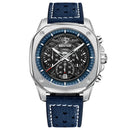 Benyar 5222 Leather Waterproof Square Watches Men Wrist Skeleton Sport Chronograph Quartz Men Wristwatch Reloj Benyar